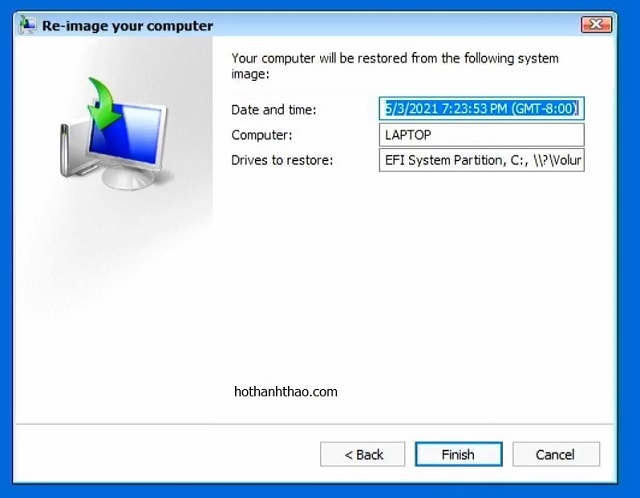kiem tra thong tin bat dau khoi phuc he thong